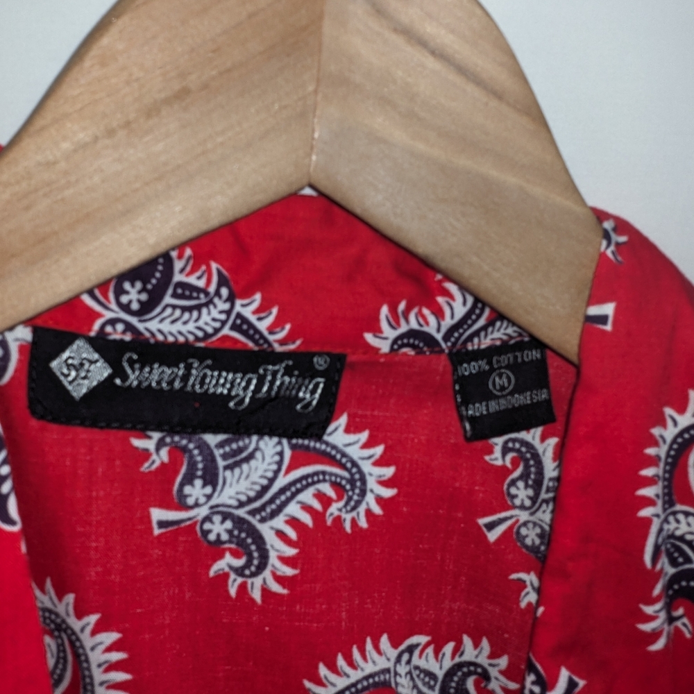 Vintage Sweet Young Thing 100% Cotton Bandana Print Romper Dress Size Medium - Picture 5 of 12